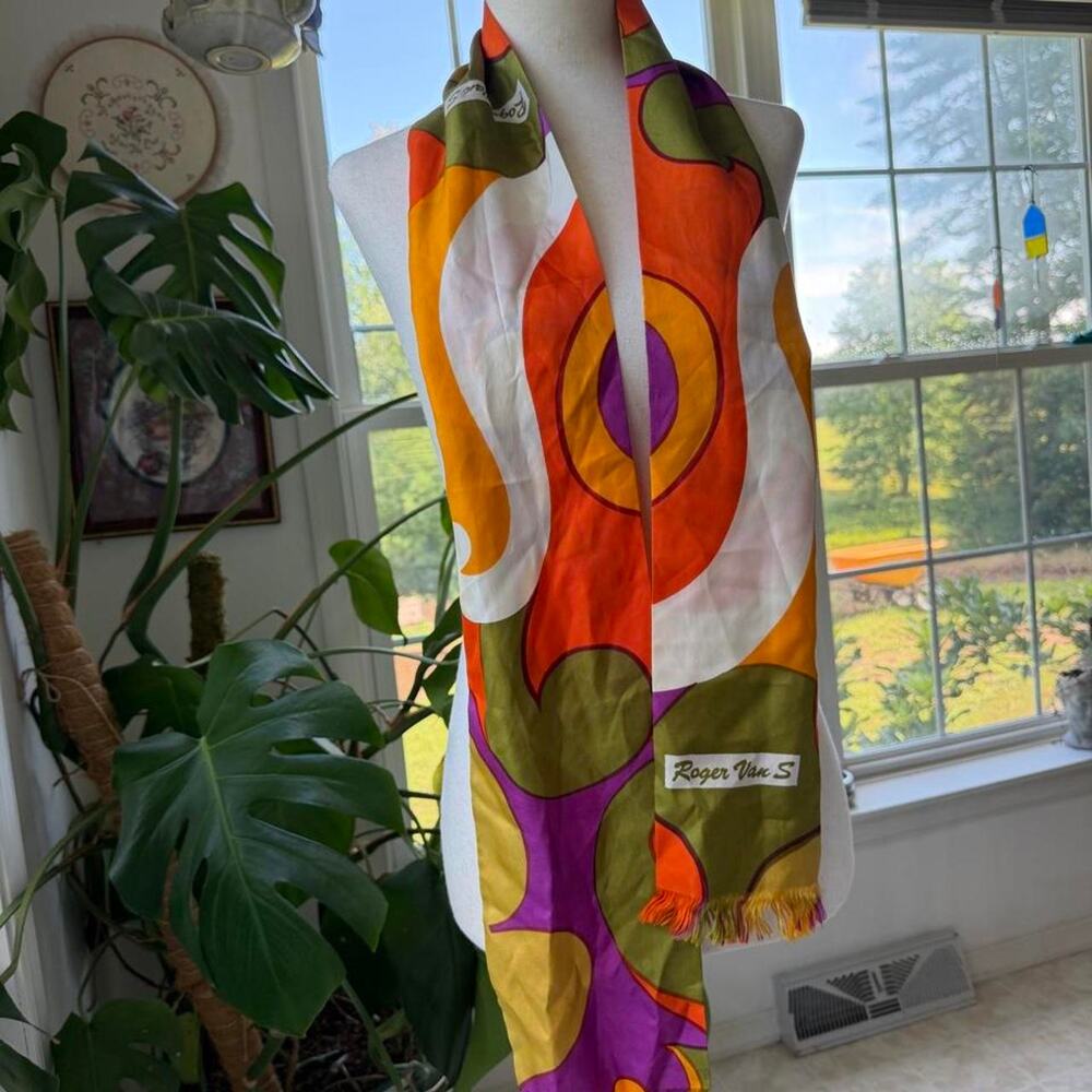1960s Silk Psychedelic Scarf from Roger Van S.
